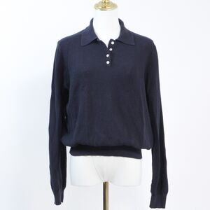 Alex Mill Jac Polo Sweater Women's Large Navy Blue Cotton Casual Tight Knit